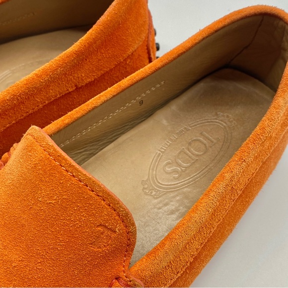 TOD’S GOMMINO ORANGE SUEDE LEATHER SLIP ON DRIVING LOAFER COMFORT SHOES MENS 9 main image 4